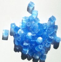 50 6x6mm Ornelia Cut Satin Blue Beads